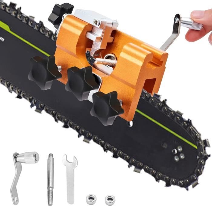 Affûteuse Manuelle Pour Chaîne De Tronçonneuse - Portable à Manivelle, 3 Têtes De Meulage, Pour La Plupart Des Modèles