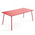 Ensemble table et 6 fauteuils de jardin en acier OVIALA - Palavas Rouge - 180 x 90 x 72 cm-1