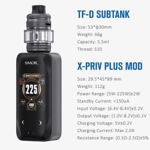 elfbar nachfüll pod läuft aus Cigarette Electronique Kit Complet,Smok X-priv 225W Plein Écran  Kit+Interdit aux moins de 18 ans avec 8ml TFV12 Prince Tank,2*Efest  Batterie Vape，Sans Tabac Ni Nicotine(Prisme Chrome) : Amazon.fr: High-Tech main image 0