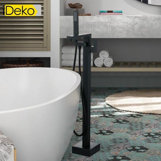 IDeko® Robinet de baignoire salle de bain douche verticale avec pommeau de  douche en laiton céramique Noir - Cdiscount Bricolage