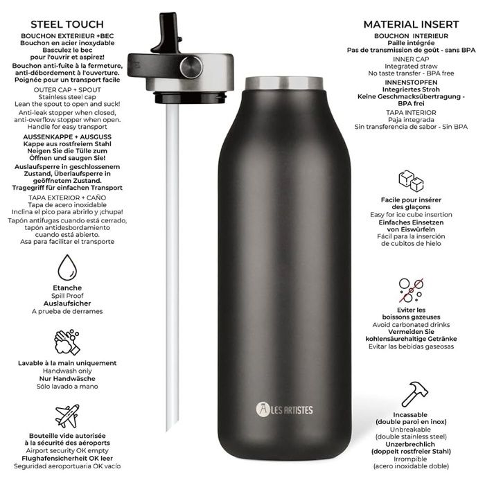 Magcheer – Bouteille Isotherme 750 Ml Avec Pulvérisateur, Acier Inoxydable, Sans BPA