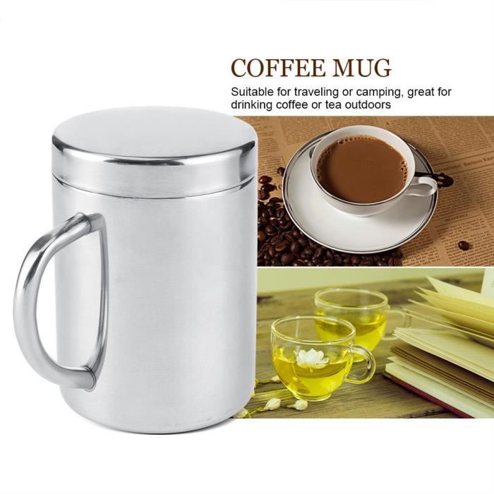 Ensemble Tasses à Café Isolées Double Paroi Acier Inoxydable Restokki - Cappuccino, Thé Et Lait - 200ml