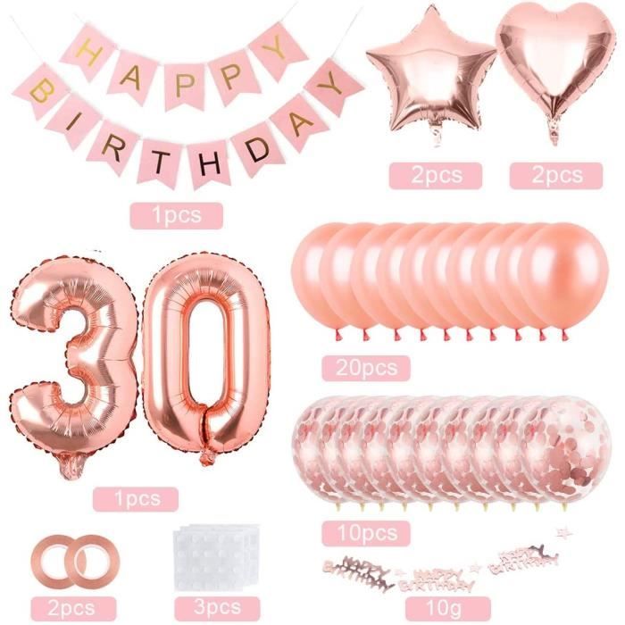 18 ans or rose déco anniversaire, bannière joyeux anniversaire, numéros  ballon hélium 18 XXL, or rose fr
