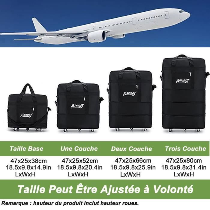 Sac De Voyage à Roulettes Extensible & Pliable - 45L à 95L - 5 Roues - Sans Marque