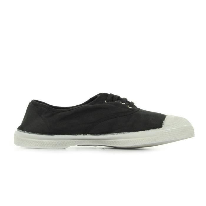 Baskets Basses Lacets en Toile de Coton Femme Noir BENSIMON