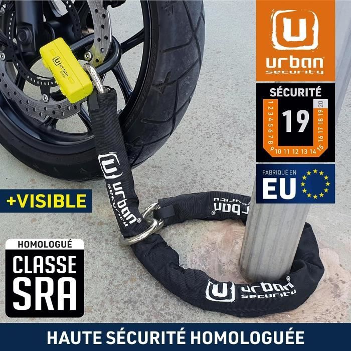 URBAN UR74120L Chaîne Antivol Moto Homologué SRA Bloque Disque