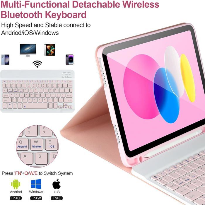 Coque Clavier Magnétique AZERTY Pour IPad 11ème Gen 2025 11" & IPad 10ème Gen 2022 10.9" – Rouge Élégante Avec Porte-Crayon