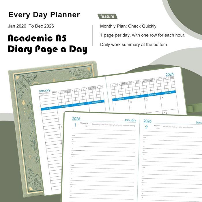 2025 Agenda A5 Planificateur Cahier 365 Jours Bloc-notes Quotidien Hebdomadaire Plan Journal Avec Calendrier Index Autocollant Bureau Fournitures Scolaires Cadeau