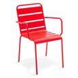 Ensemble table et 6 fauteuils de jardin en acier OVIALA - Palavas Rouge - 180 x 90 x 72 cm-3