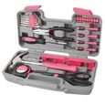 Kit d'outils Pince rose Tournevis Bits BITS Ruban à mesurer Universal Tool à main pour Home Diy Femmes Mesdames 39pcs-3