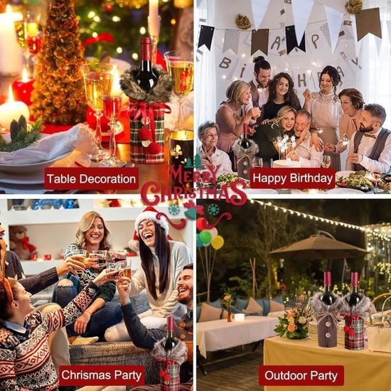 Couverture De Bouteille De Vin De Noël, 2 Pièces Noël Housse De