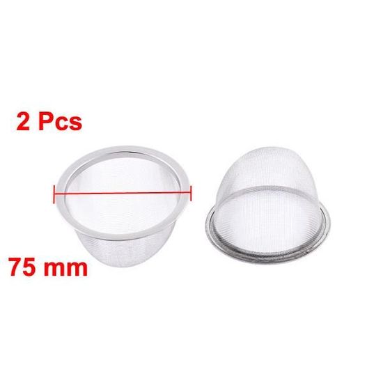 Lot 2 Filtres Théière Maille Inox 75mm - Infuseur Thé Tisane Passoire Ronde