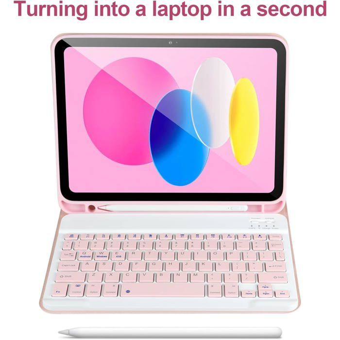 KVTVOU Pour IPad 11e Génération A16 2025, IPad 10ème Génération 2022 10,9", étui Avec Clavier, Protection Contre Les Chutes Du Corps, Clavier QWERTZ Amovible Bluetooth, Gris