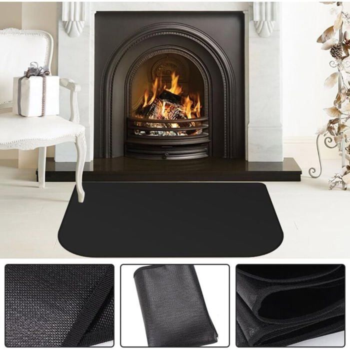 Tapis Ignifuge Pour Cheminée Poêle à Bois - Protection Sol Contre étincelles, 50x80 Cm, Résiste à 1000°C