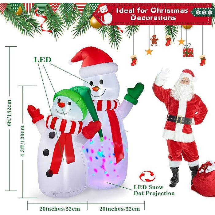 Décorations gonflables de Noël de 8 pieds de long - Scène de ferme du Père Noël - Éclairage LED intégré - Décoration gonflable pour maison, cour, extérieur, intérieur, jardin, pelouse