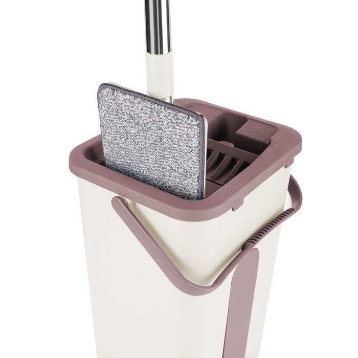 Balai Serpillère Rotative 360° Microfibre + Manche Télescopique Inox 86-128 Cm – Essorage Facile Sans Seau