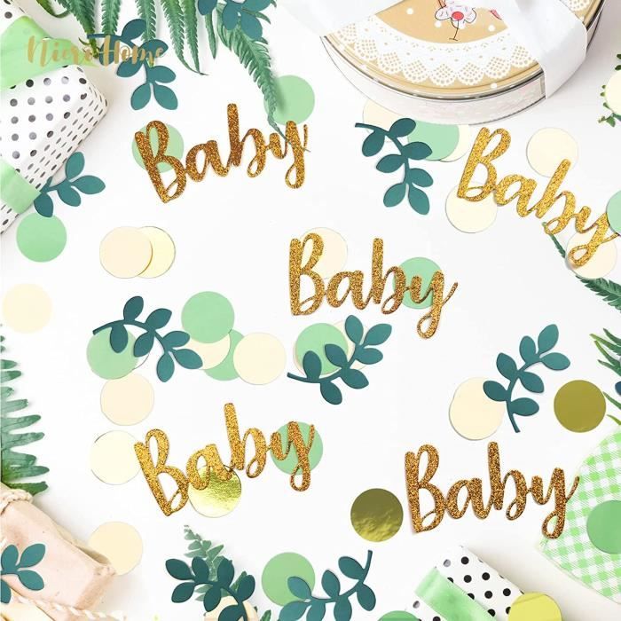 AWAVM Confettis Baby Shower 100 Pièces Confettis de Table Confettis vert  Sauge Table Dispersée pour Décor de Table de Fête de Révélation de Genre  Baby