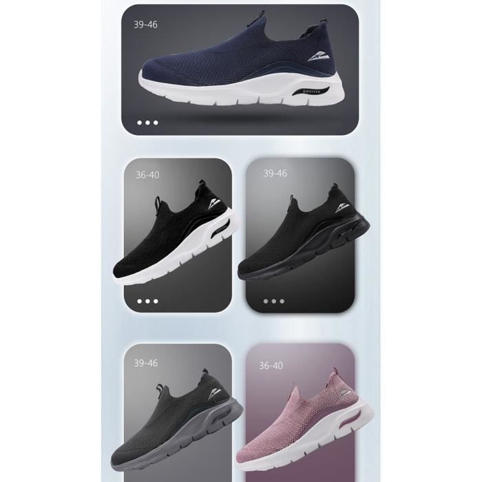 Chaussures Slip-On Femme Été WDRHC - Loafers Légères Respirantes Antidérapantes Bout Rond Bleu Rose Noir Kaki Violet