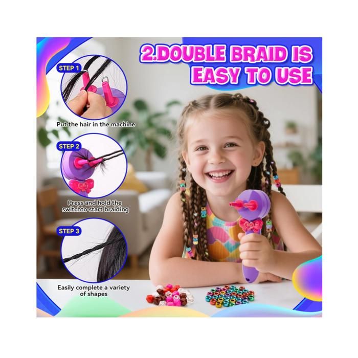 DAOUZL Machine à Tresser Les Cheveux Pour Filles - Kit Accessoires Coiffure Enfant 5-10 Ans