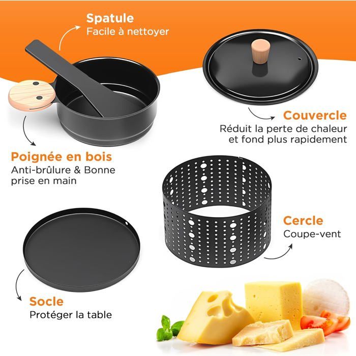 Lot De 4 Appareil Raclette Bougie À Revêtement Antiadhésif,Poêlon ...