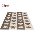 Tapis de jeu puzzle en mousse EVA pour enfant - Doux et durable - 24 pièces - Carreaux beige et marron-0