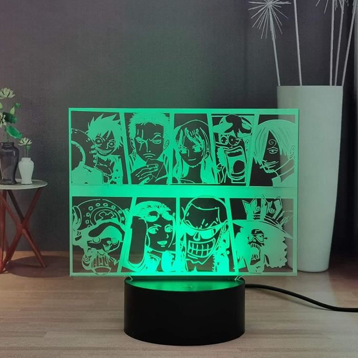 Lampe 3D figurine manga,Lampe de bureau manga Roronoa Zoro Luffy,Lampe