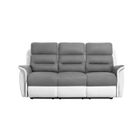 LOUNGITUDE RELAXXO - Canapé de Relaxation 3 places en Microfibre et Simili LÉON - Blanc et gris