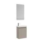 Meuble lave-mains MOB-IN Lisa gris sable avec vasque en céramique blanche et miroir
