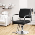 BLUETHY Chaise de Barbier avec Repose-pieds,Chaise de Coiffure Rotative 360°,Hauteur Réglable,Charge 150kg,Dossier ergonomique,Noir,93*47cm