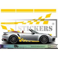 Porsche Bandes Intégrales latérales + capot + toit + hayon - JAUNE - Kit Complet  - Tuning Sticker Autocollant Graphic Decals
