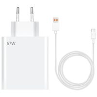 Chargeur Rapide 67W + Câble USB-C 6A 1 Mètre pour Xiaomi Redmi Note 10 4G-5G, Note 10 Pro, Note 8-8 Pro-8T, Note 9-9 Pro-9T