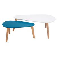 Tables basses scandinaves MILIBOO ARTIK - Blanc et bleu canard - Lot de 2 - Gigognes