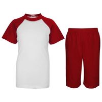Ensemble t-shirt court à manches courtes pour enfants unisexe - Rouge - 2-13 Ans