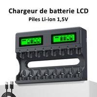 PALO Piles Rechargeables Chargeur, 8 Solts USB Type-C LCD Chargeur Rapide Intelligent pour 1.5V Li-ion AA AAA