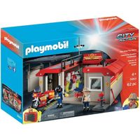 PLAYMOBIL - Caserne de Pompiers Transportable - Les pompiers - Plastique - Mixte