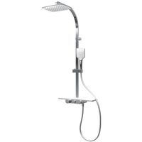 Colonne de douche avec tablette et thermostat intégré, 45 x 102 cm, Rain II Schulte, pommeau carré orientable, white style