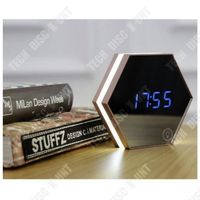 TD® Miroir Réveil Alarme Horloge multifonction- Thermomètre électronique murale mini LED miroir de maquillage veilleuse -
