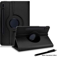 Housse Etui Noir pour Samsung Galaxy Tab S7 Plus 12.4" 2020 T970 Coque avec Support Rotatif 360° avec stylet Toproduits®