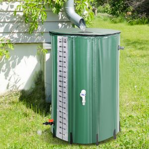 COLLECTEUR EAU - CUVE  Eulenke Récupérateur d'eau de pluie pliable 380L 100x68cm Baril d'eau de pluie vert ACCESSOIRE DE CUVE