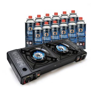 Réchaud De Camping Gaz ZMC + 2 Cartouches 227g - Noir - 1 Feu - Pliable