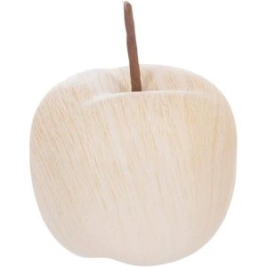 OBJET DÉCORATIF Pomme céramique Effet Bois D9.5X8, Beige, 9,5 x H.