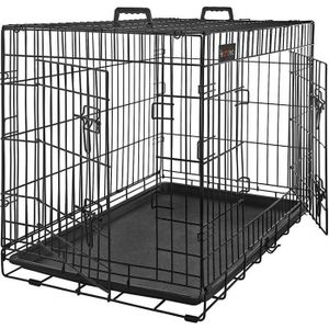 CAGE FEANDREA Cage pour Chien, avec 2 Portes, 107 x 70 x 77,5 cm, Noir PPD42BK