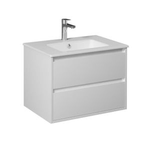 MEUBLE VASQUE - PLAN PRO Meuble salle de bain simple vasque encastrée 2 tiroirs Blanc laqué largeur 70 cm