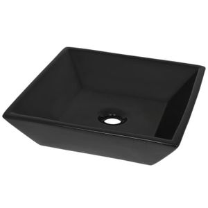 LAVABO - VASQUE Lavabo carré en céramique noir - ZJCHAO - 41,5 x 4