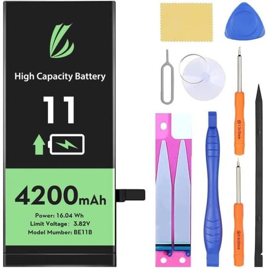 Batterie IPhone 11 - 16000mAh - Li-Ion Avec Outils De Réparation - Compatible A2111, A2221, A2223