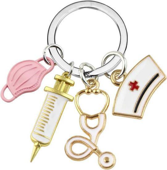 Cadeau Infirmière - Trousse Toilette + Porte-Clés Stéthoscope - Motif Motivant - Idée Cadeau