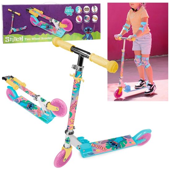 Trottinette 3 Roues Stitch Pour Enfants 2 Ans - Design Disney Bleu Et Violet, Guidon Ergonomique, Repose-pied Antidérapant, Charge Max 20 Kg