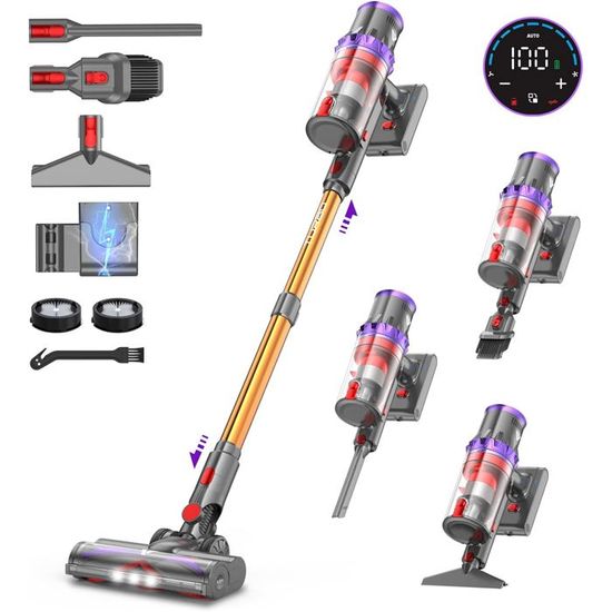 Aspirateur Sans Fil 580W - Autonomie 60 Min, Puissant Pour Poils Animaux Et Tapis