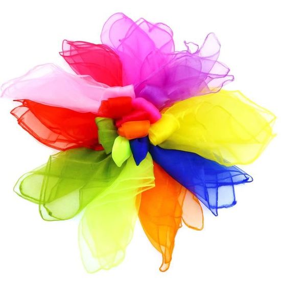 Lot De 12 Foulards De Jonglage 60x60 Cm – 12 Couleurs Vives – Polyamide Doux – Danse, Gymnastique, Cirque