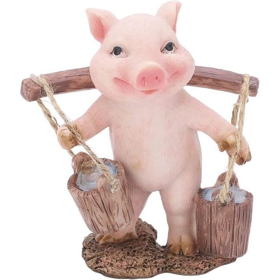 Ancienne Figurine Déco Cochon - Matière Bois / Résine - Vintage